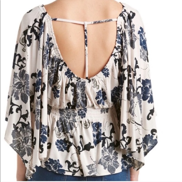 Free People Glenside Floral Strappy Back Blouse - Picture 2 of 7